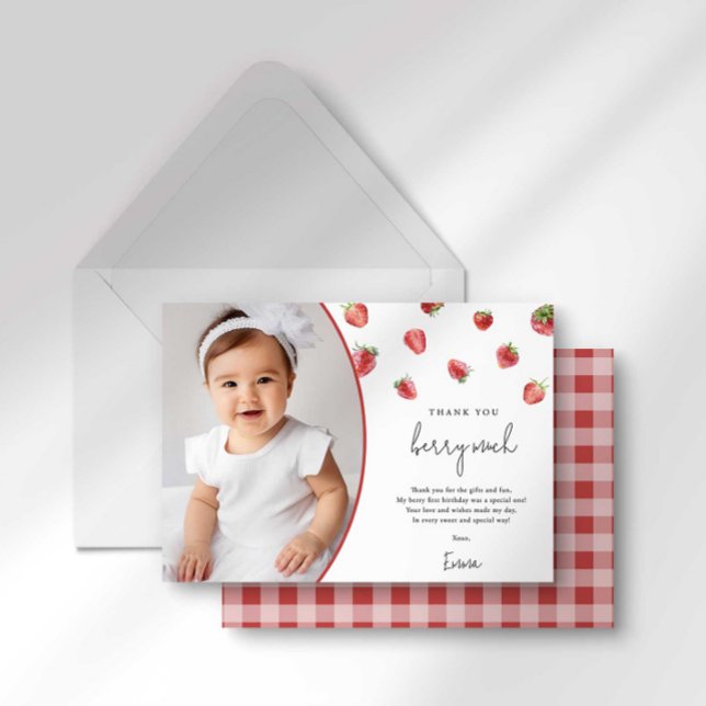 Strawberry Birthday Cartões de agradecimentos Berr (Criador carregado)