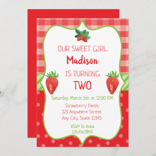 Strawberry Birthday Convite Berry Sweet Party