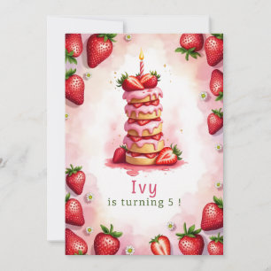 Strawberry Birthday - Convite - Carta I Tema de Bo