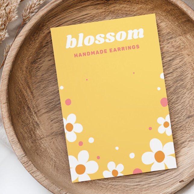 Strawberry blosom retro fonte cartão amarelo (Strawberry blossom retro font yellow earring card)