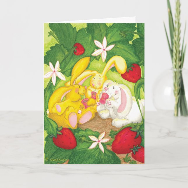 Strawberry Bunny Tea / Cartão de Saudação de Anive (Frente)