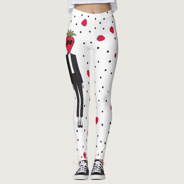Strawberry Chic – Leggings de Moda Excêntrica Adic (Frente)