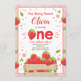 Strawberry First Birthday Convite à Fruta de Verão