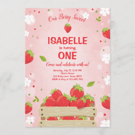 Strawberry First Birthday Convite à Fruta de Verão
