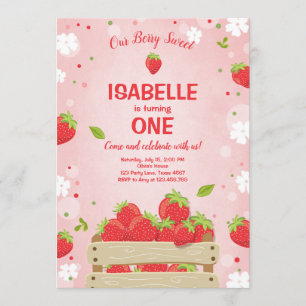 Strawberry First Birthday Convite à Fruta de Verão