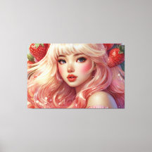 Strawberry loira, Stretered Canvas Print