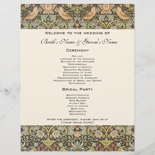 Strawberry Theves Conjunto de Casamentos vintage (Frente)