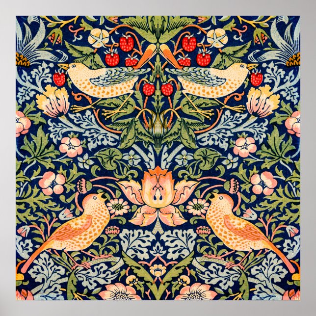 Strawberry Thief Poster por William Morris (Frente)