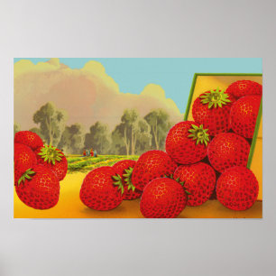 Strawberry Vintage Label Impressão