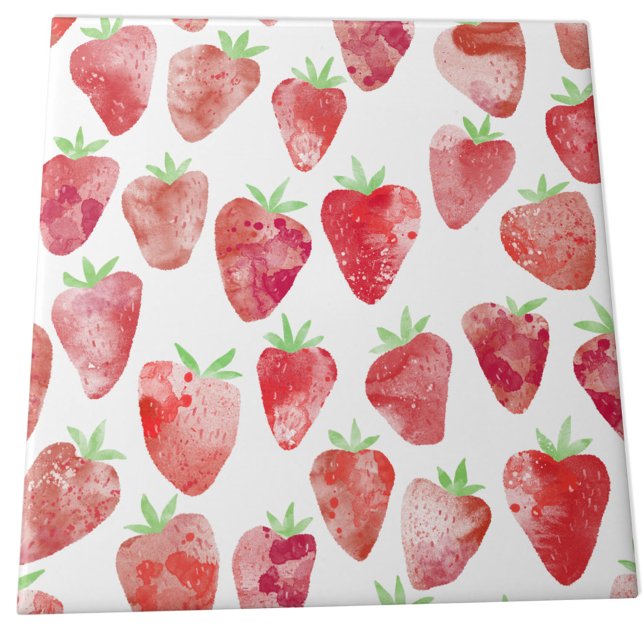 Strawberry Watercolor (Strawberry watercolor pattern ceramic tile)