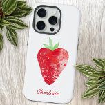 Strawberry Watercolor Personalizada<br><div class="desc">Pintura de aquarela de morango doce em vermelho,  rosa e branco. Arte original de Nic Squirrell. Altere o nome para personalizar.</div>