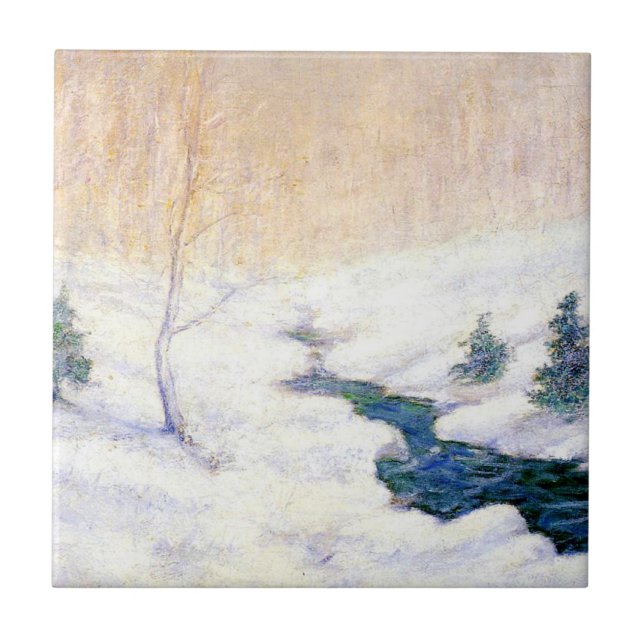 Stream em uma paisagem de inverno de neve (Arte de (Frente)