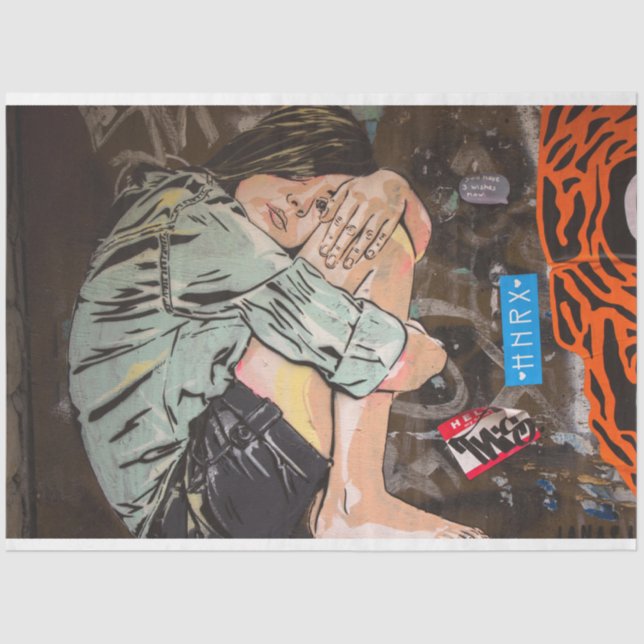 Street Art Girl Urban 13 - Papel Tecido de Decoupa (Frente )