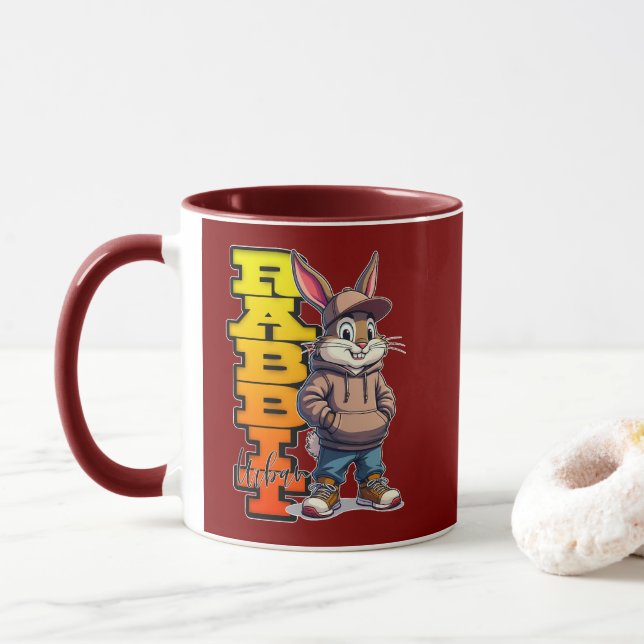 Street Rabbit – Urban Easter Bunny Design - caneca (Com Donut)