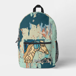 Street Retro Giraffe com Fones de ouvido