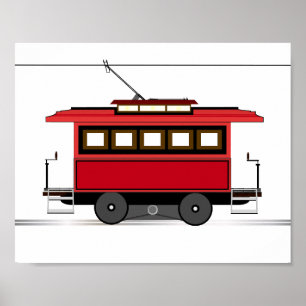 Streetcar Trolley Tram Kids Décor Impressão Poster