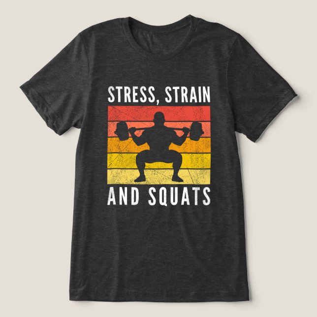Stress Strain and Squats Tee, Funny Engineer Gym (Design frontal)