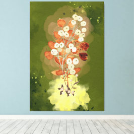 Stretched Canvas Print flowers on green background