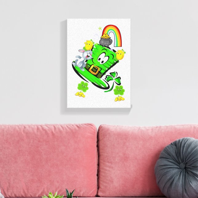 Stretched Canvas Print St. Patrick's Day Rabbit (Insitu(Sala de estar))
