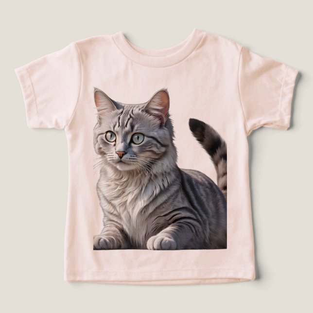 Striking Gray Tabby Cat with Green Eyes (Design frontal)