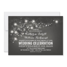 String De Luzes Convite de casamento Preto E Branc