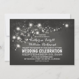 String De Luzes Convite de casamento Preto E Branc