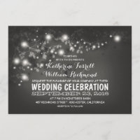 String De Luzes Convite de casamento Preto E Branc