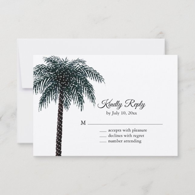 String Lights Palm Tree RSVP no Papel Kraft (Frente)