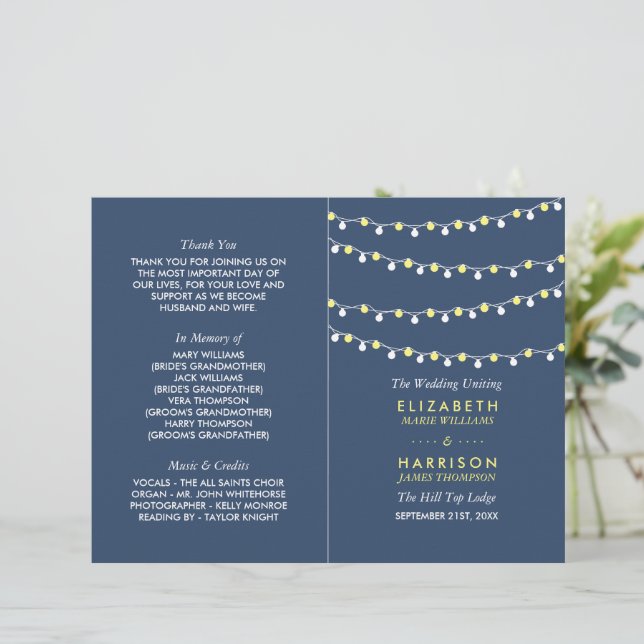 String Lights, Yellow & White WedProgramme (Progra (Em pé/Frente)