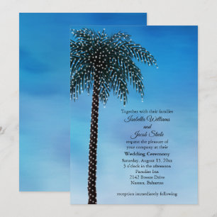 String Luzes Palm Tree Convite de casamento Waterc