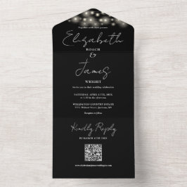 String Luzes QR Código Black and White Casamento
