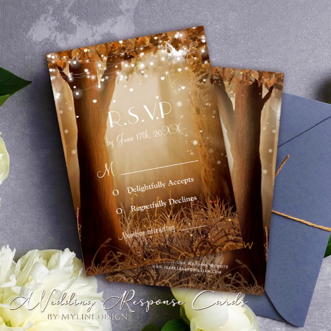 String Luzes Rustic Country Weding RSVP Card (Criador carregado)