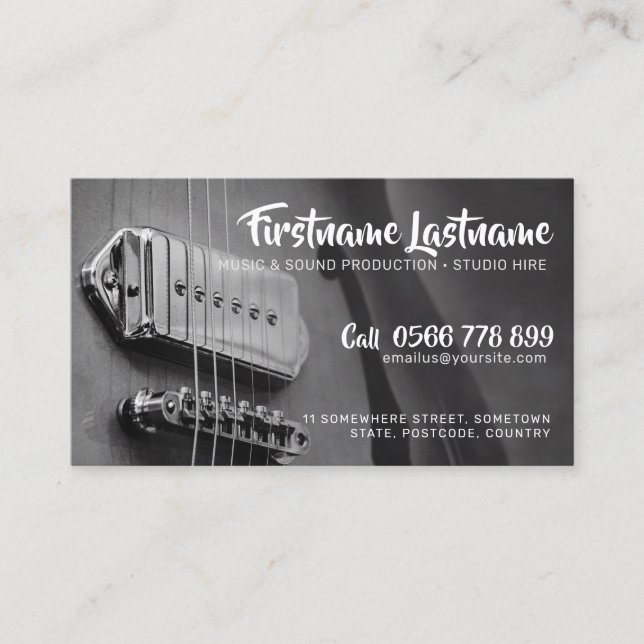 Strings Studio Guitar GreyAZ Cartão de visita (Frente)