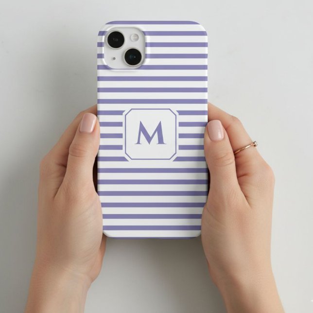 Striped Cell Phone Case with Decorative Monogram (Criador carregado)