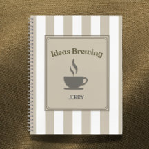 Striped Khaki & White "Ideas Brewing"
