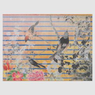 STRIPES AMARELAS E PAPEL DE TECIDOS DE AVES JAPONE