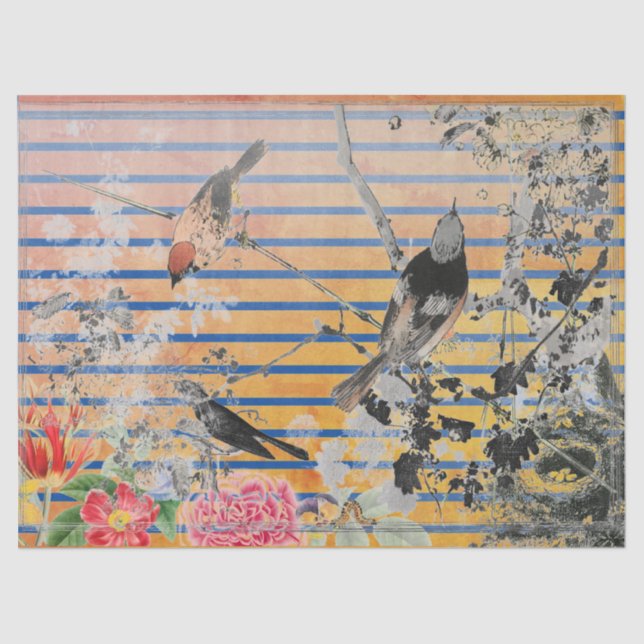 STRIPES AMARELAS E PAPEL DE TECIDOS DE AVES JAPONE (Frente )