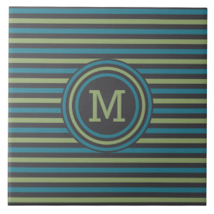 Stripes azulejos de monograma personalizado padrão