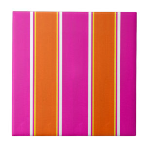 Stripes de Cabana Laranja Rosa Quente