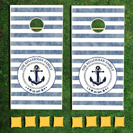 Stripes de Marinho náutico e nome da família de ân