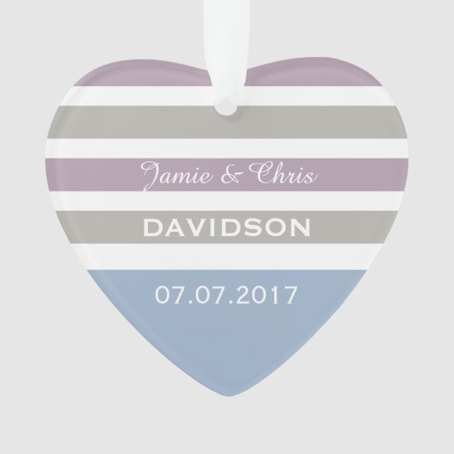 Stripes Ornamento de casamento personalizado (Frente)