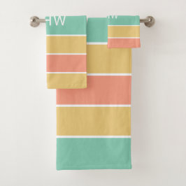 Stripes Padrão Conjunto de toalhas de Monograma Pe