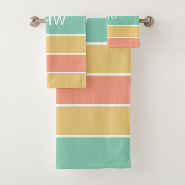 Stripes Padrão Conjunto de toalhas de Monograma Pe (Insitu)