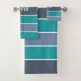 Stripes Padrão Conjunto de toalhas de Monograma Pe