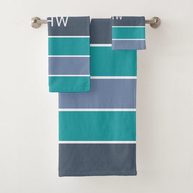 Stripes Padrão Conjunto de toalhas de Monograma Pe (Insitu)