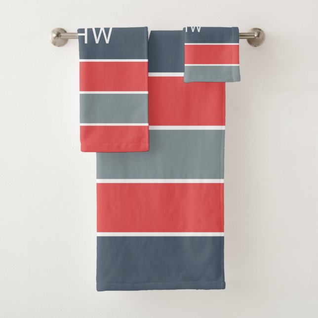 Stripes Padrão Conjunto de toalhas de Monograma Pe (Insitu)