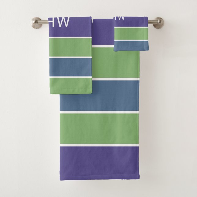 Stripes Padrão Conjunto de toalhas de Monograma Pe (Insitu)