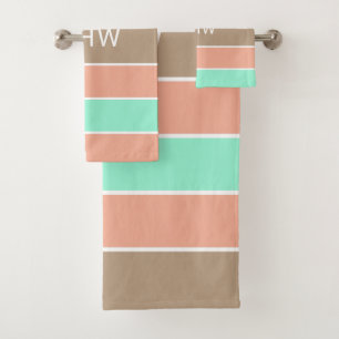 Stripes Padrão Conjunto de toalhas de Monograma Pe