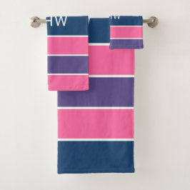 Stripes Padrão Conjunto de toalhas de Monograma Pe