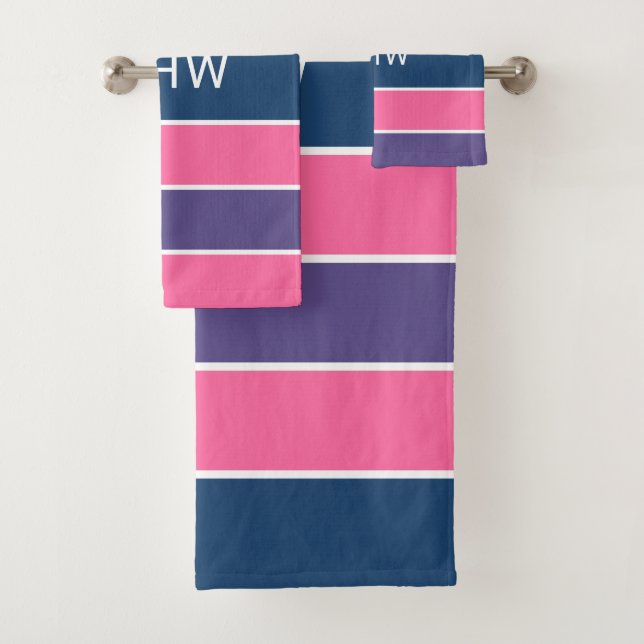 Stripes Padrão Conjunto de toalhas de Monograma Pe (Insitu)